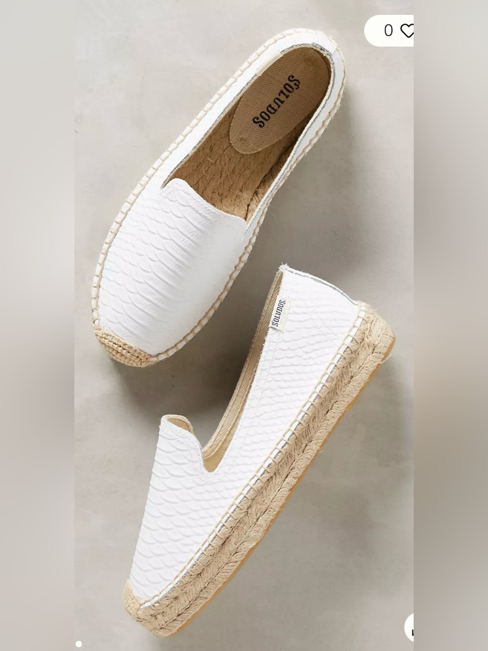 Soludos Snake-Embossed Leather Espadrilles size 7